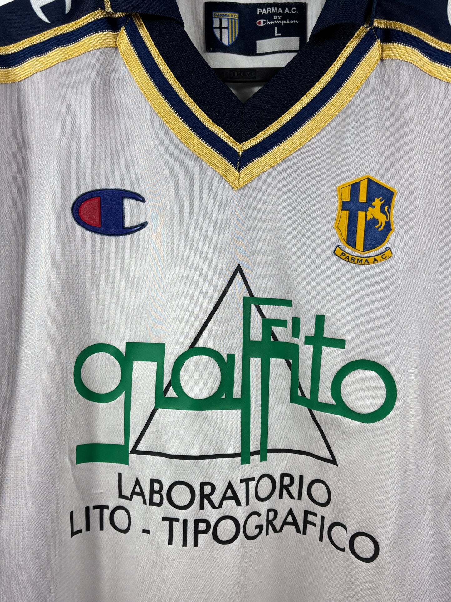 Parma AC 2000/2001 Auswärtstrikot mit Sonderflock - L - #18 Stev (Matchworn)