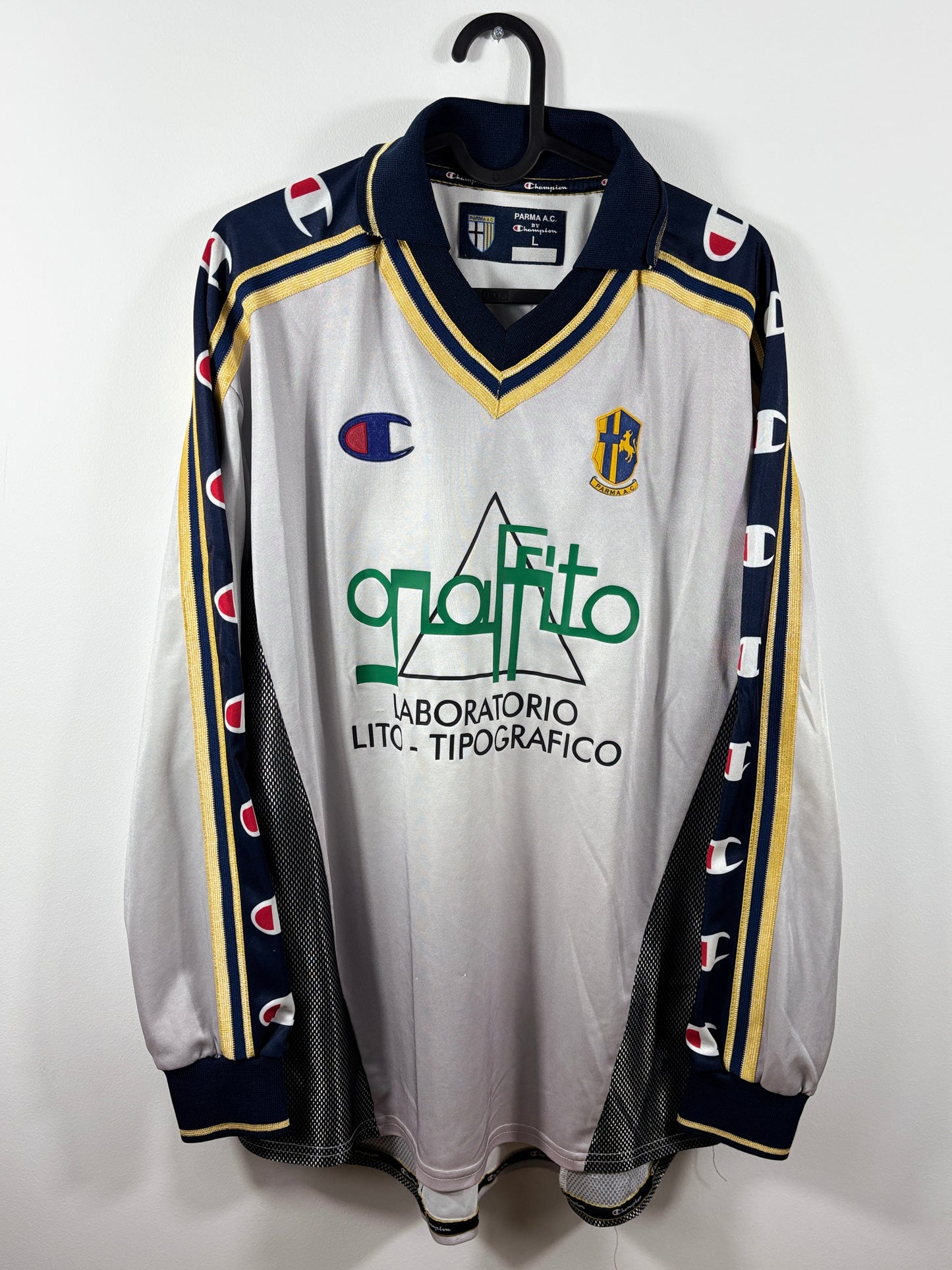 Parma AC 2000/2001 Auswärtstrikot mit Sonderflock - L - #18 Stev (Matchworn)