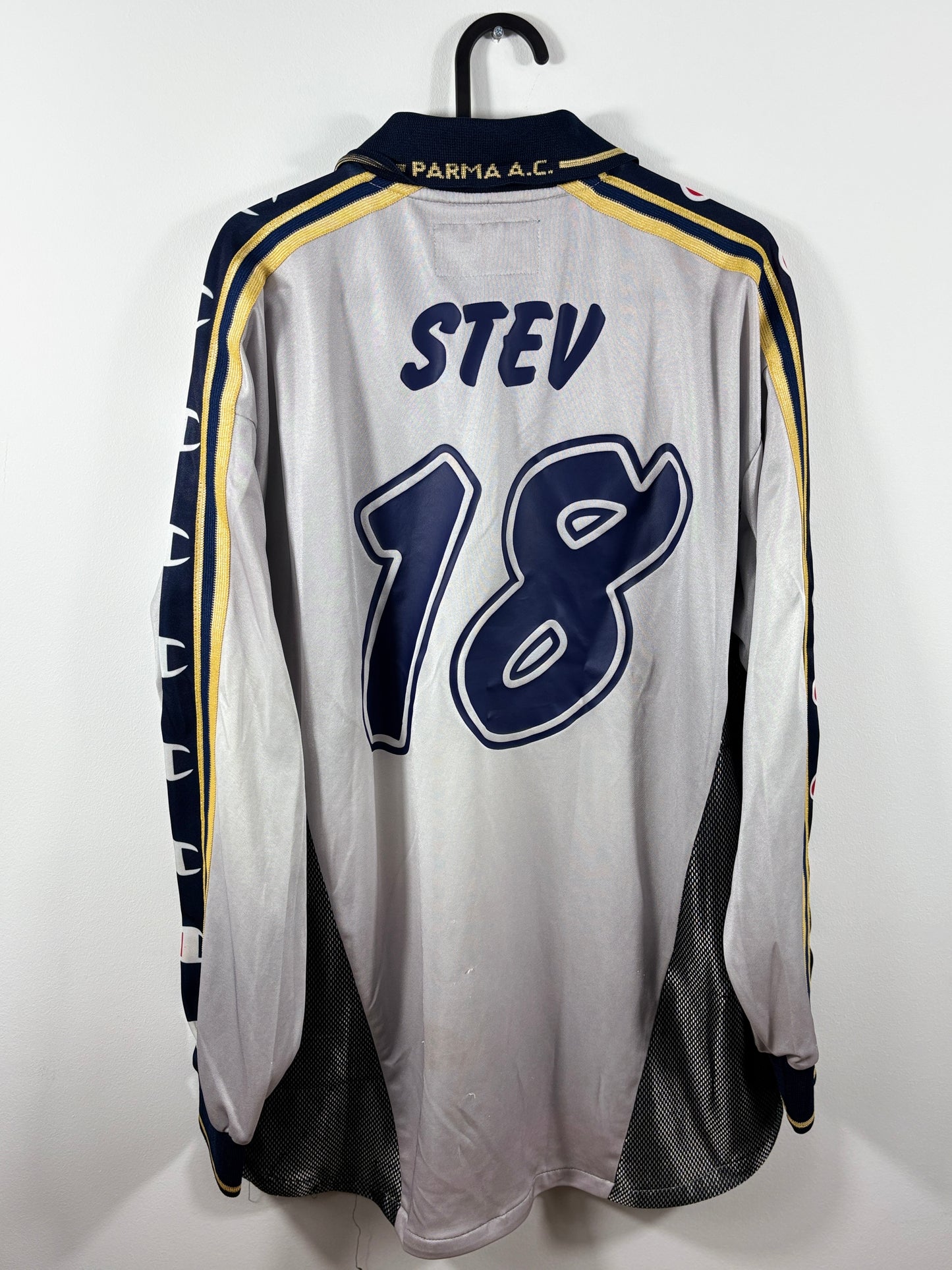 Parma AC 2000/2001 Auswärtstrikot mit Sonderflock - L - #18 Stev (Matchworn)